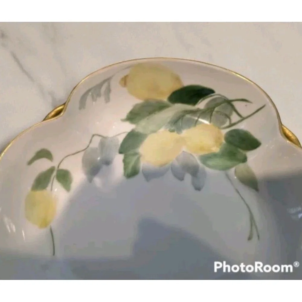 Vintage 1930s Candy Dish W.A.M. Made In Japan Lemon w gold trim